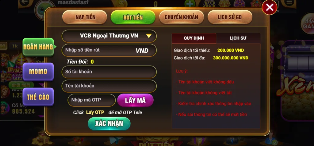 rút bank đỏ 99