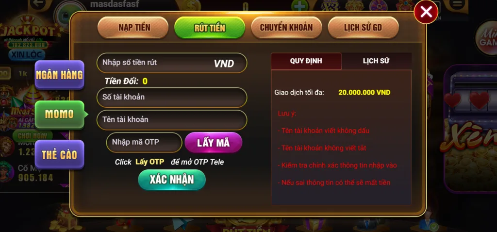 rút tiền momo đỏ 99